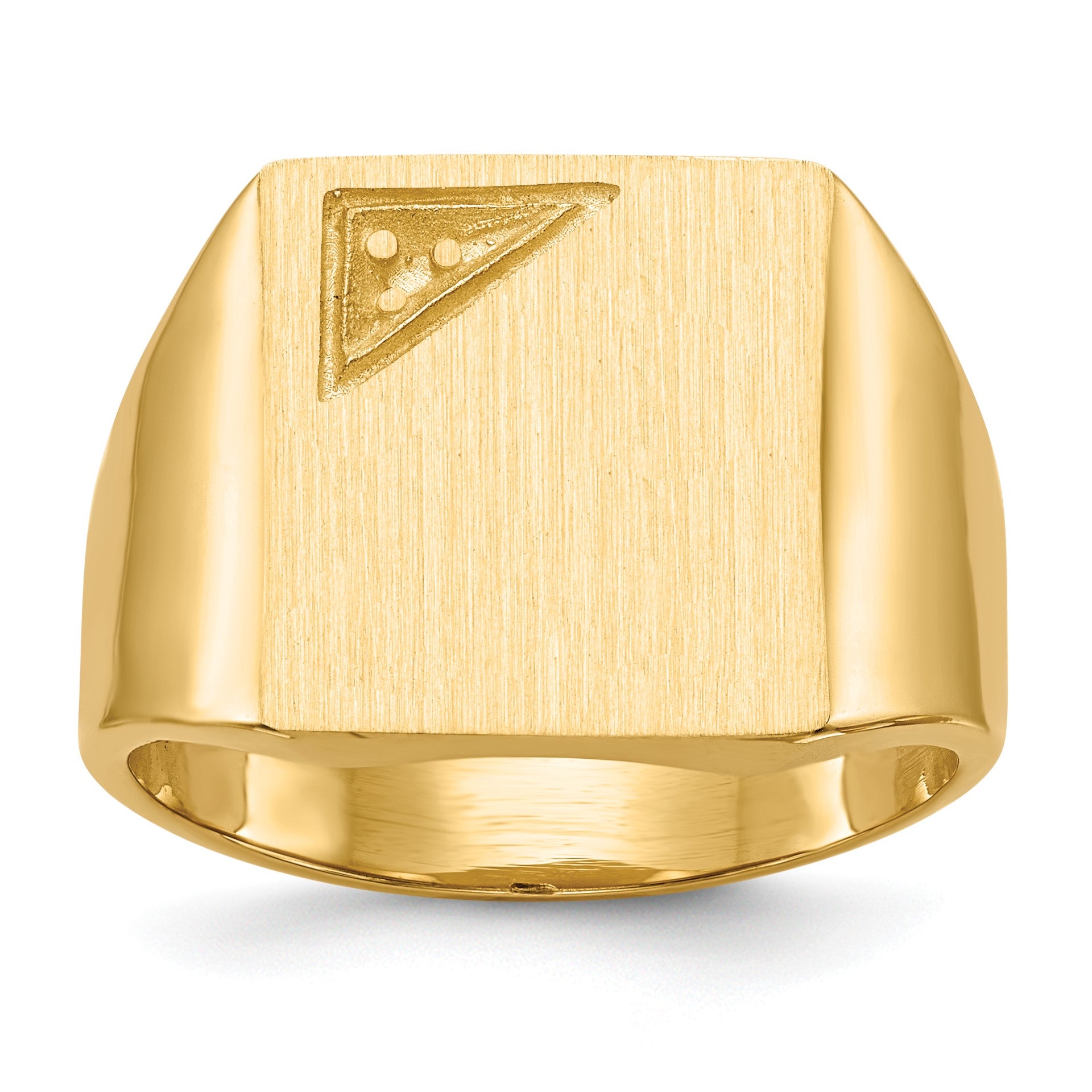 14k Holds 1-1.6mm Diamond 13.0x14.0mm Square Closed Back Mens Signet Ring Mounting