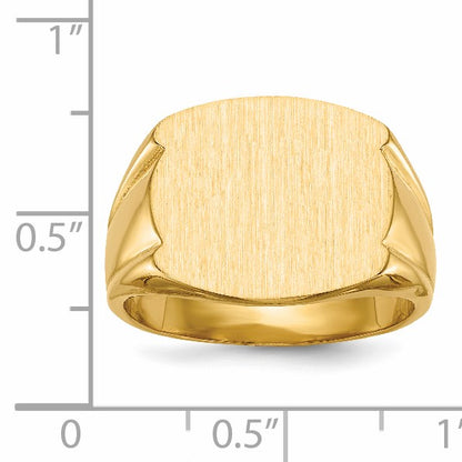 14k 16.5x15.0mm Closed Back Mens Signet Ring