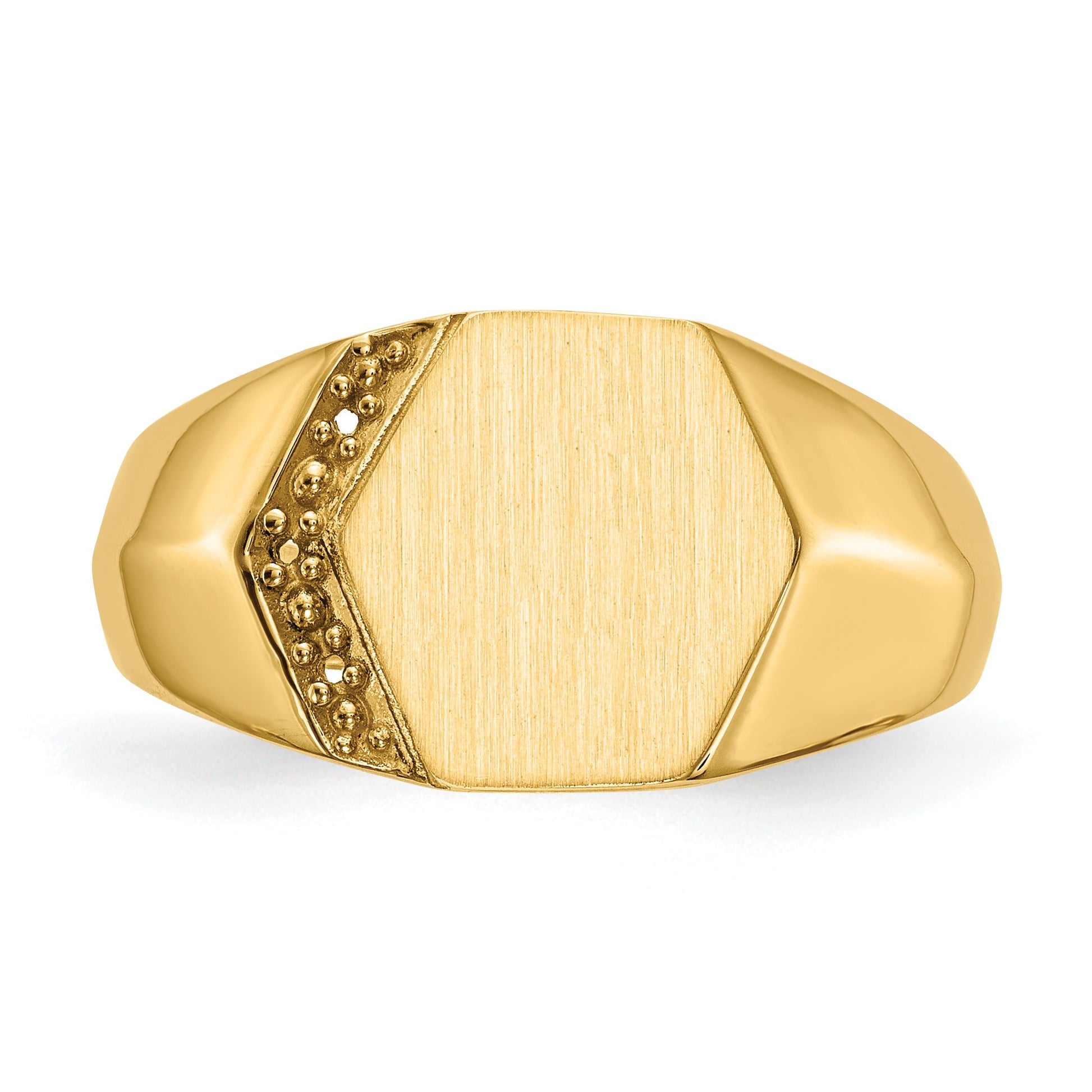14k Holds 3-1.0mm Diamonds 11.5x11.5mm Hexagon Open Back Mens Signet Ring Mounting