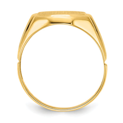 14k Holds 2-1.0mm Diamonds 11.5x12.5mm Octagon Open Back Mens Signet Ring Mounting
