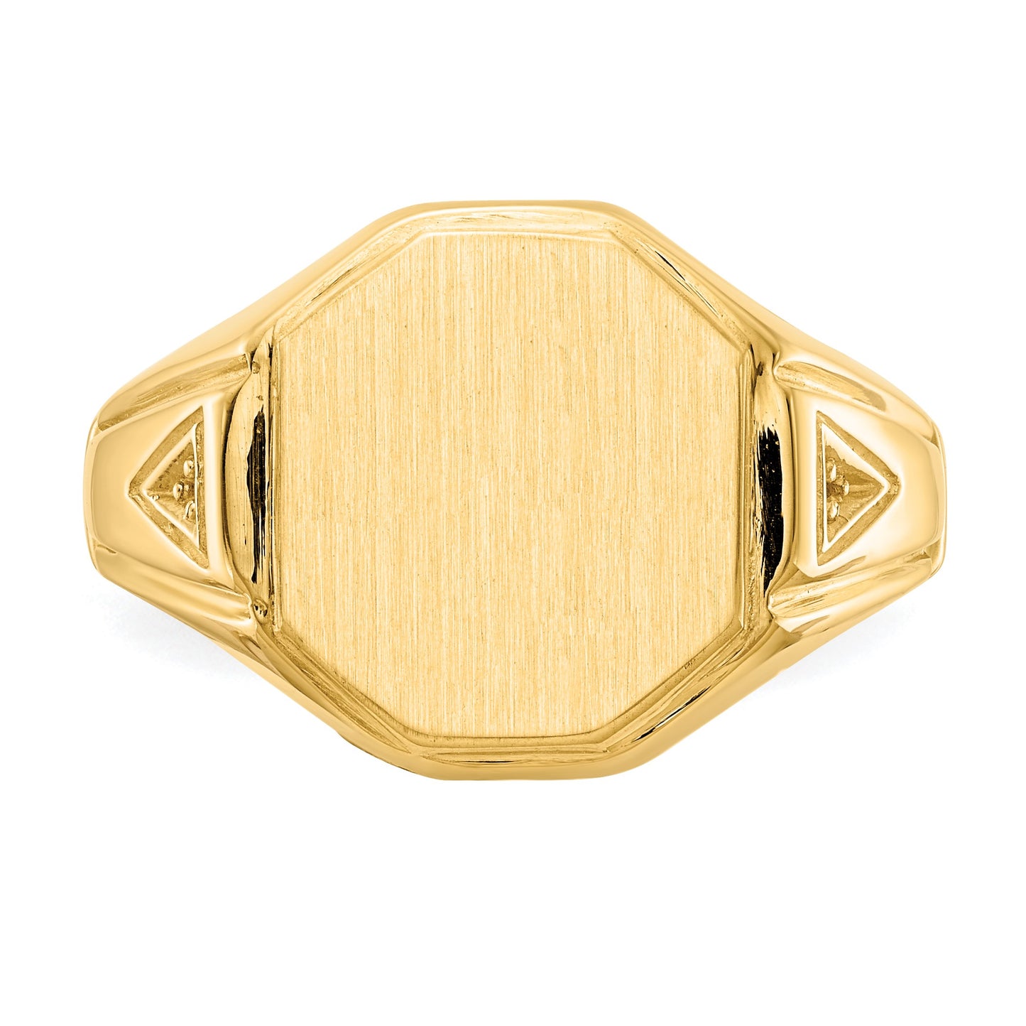 14k Holds 2-1.0mm Diamonds 11.5x12.5mm Octagon Open Back Mens Signet Ring Mounting
