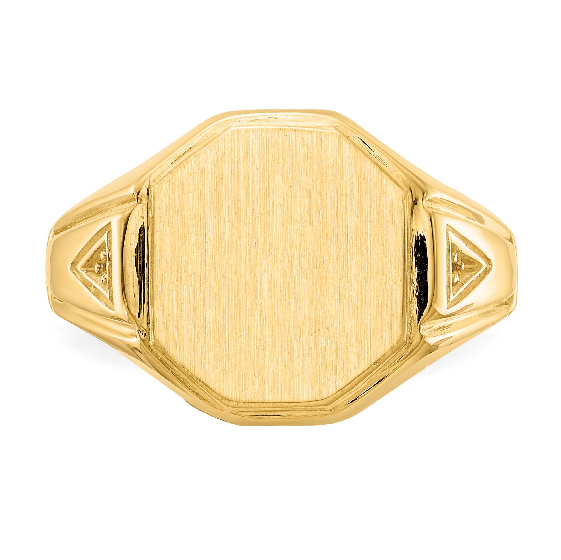 14k Holds 2-1.0mm Diamonds 11.5x12.5mm Octagon Open Back Mens Signet Ring Mounting