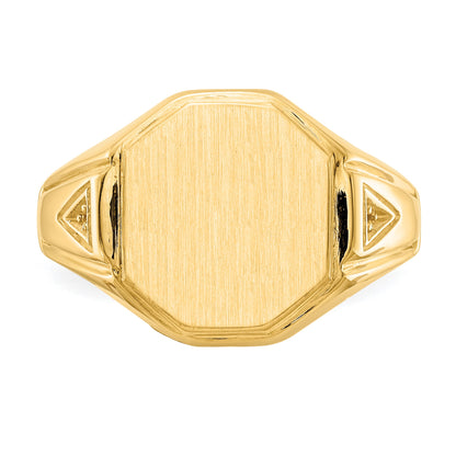 14k Holds 2-1.0mm Diamonds 11.5x12.5mm Octagon Open Back Mens Signet Ring Mounting