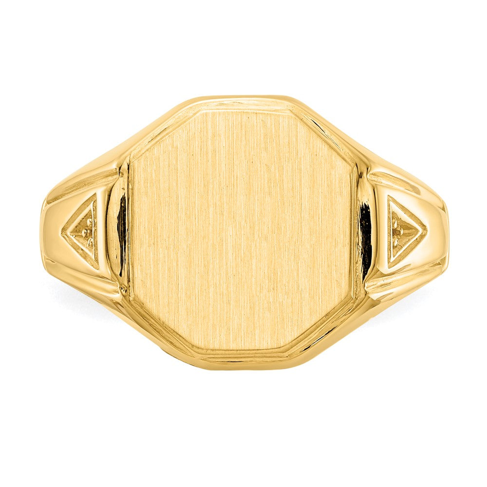 14k 12.5x11.5mm Open Back Diamond Men's Signet Ring Mounting