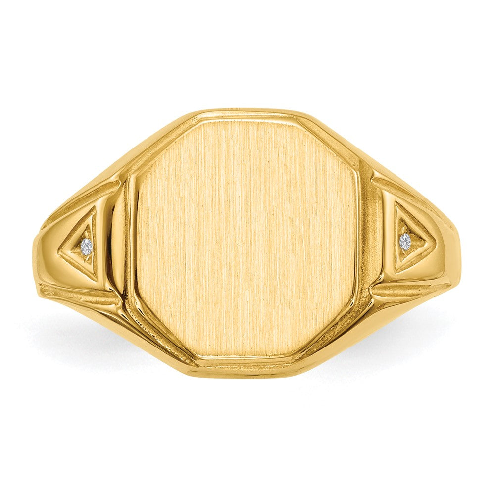 14k 12.5x11.5mm Open Back AA Diamond Men's Signet Ring