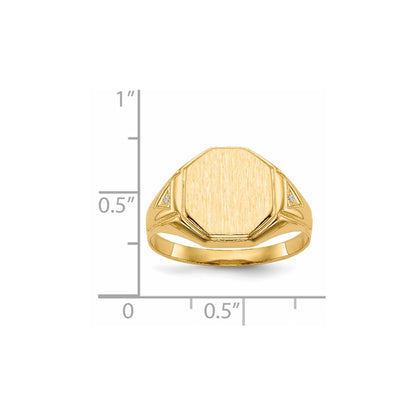 14k 12.5x11.5mm Open Back AA Diamond Men's Signet Ring