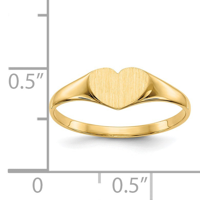 14k 7.5x6.0mm Closed Back Heart Signet Ring