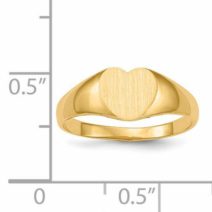 14k 8.0x6.5mm Closed Back Heart Signet Ring