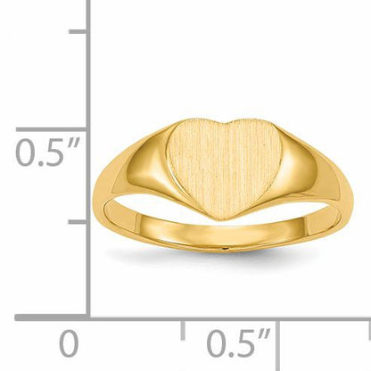 14k 8.5x7.5mm Closed Back Heart Signet Ring