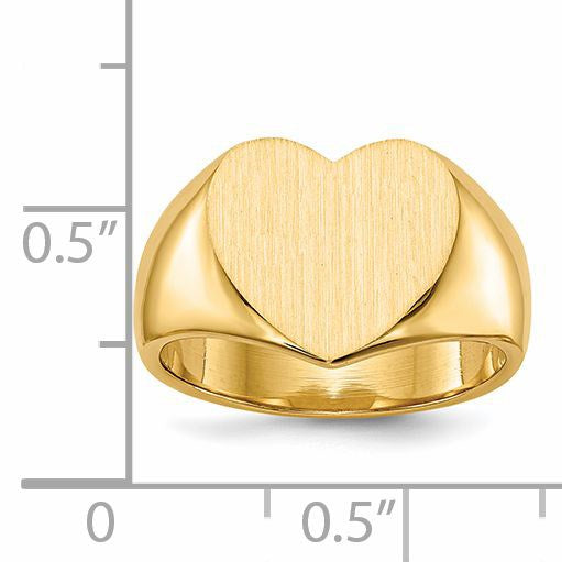 14k 12.5x11.5mm Closed Back Heart Signet Ring