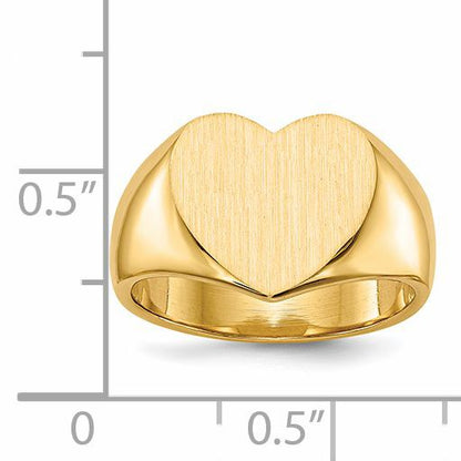 14k 12.5x11.5mm Closed Back Heart Signet Ring