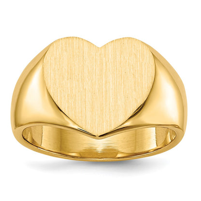 14k 11.5x12.5mm Closed Back Heart Signet Ring