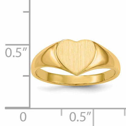 14k 8.5x7.5mm Open Back Heart Signet Ring