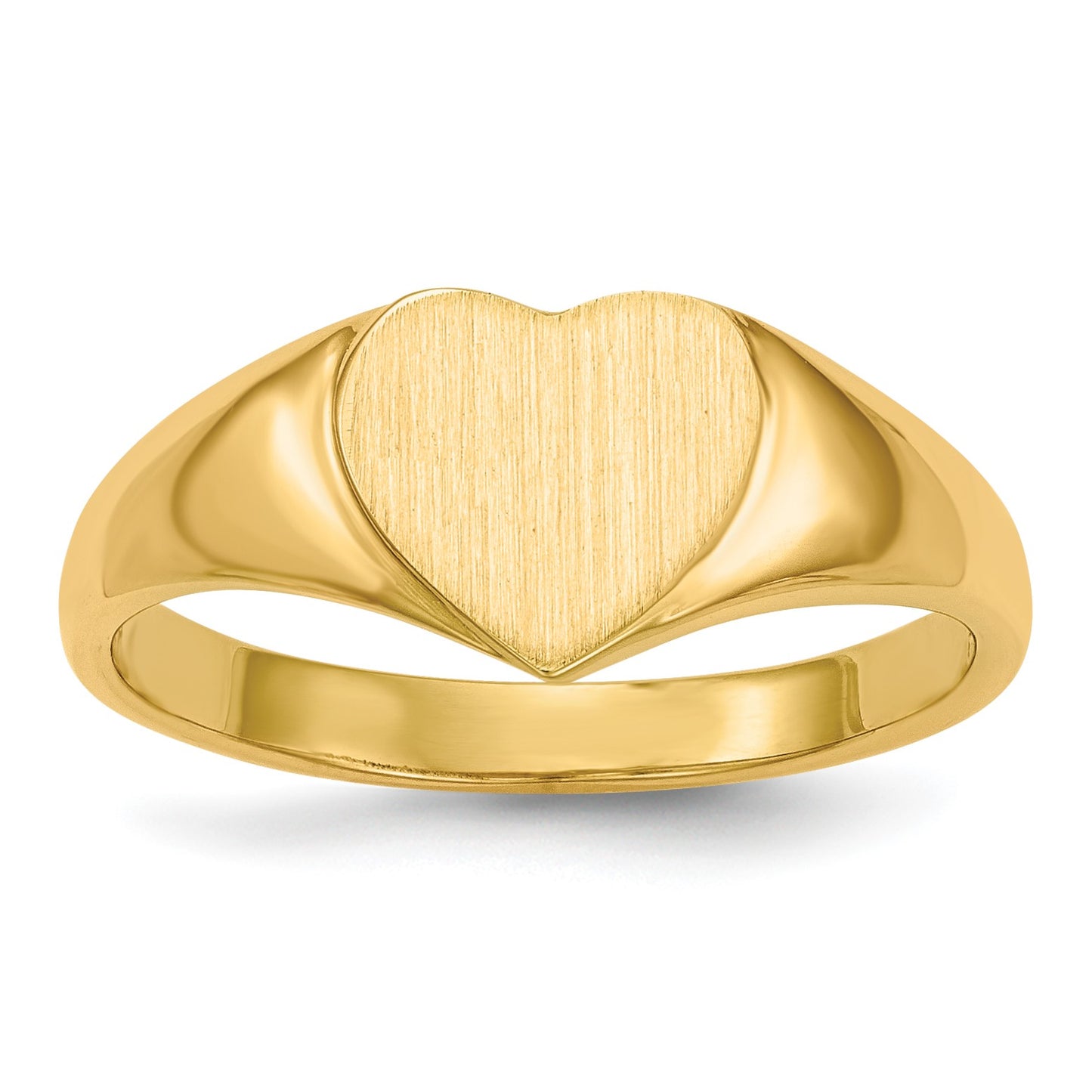 14k 8.5x7.5mm Open Back Heart Signet Ring