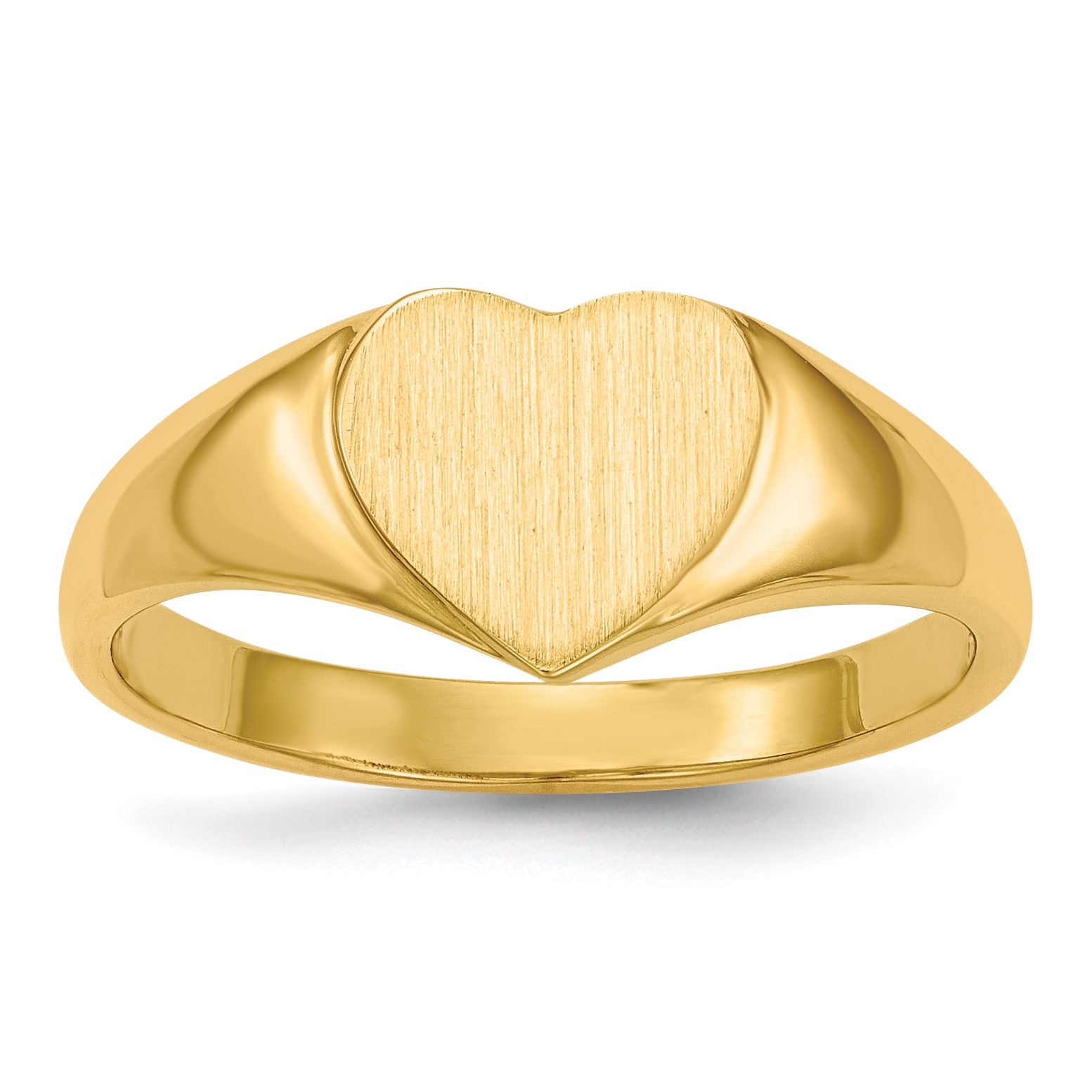 14k 8.5x7.5mm Open Back Heart Signet Ring