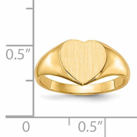 14k 9.0x9.0mm Open Back Heart Signet Ring