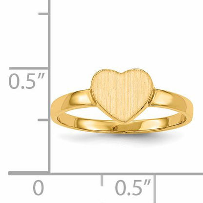 14k 7.5x6.5mm Open Back Heart Signet Ring