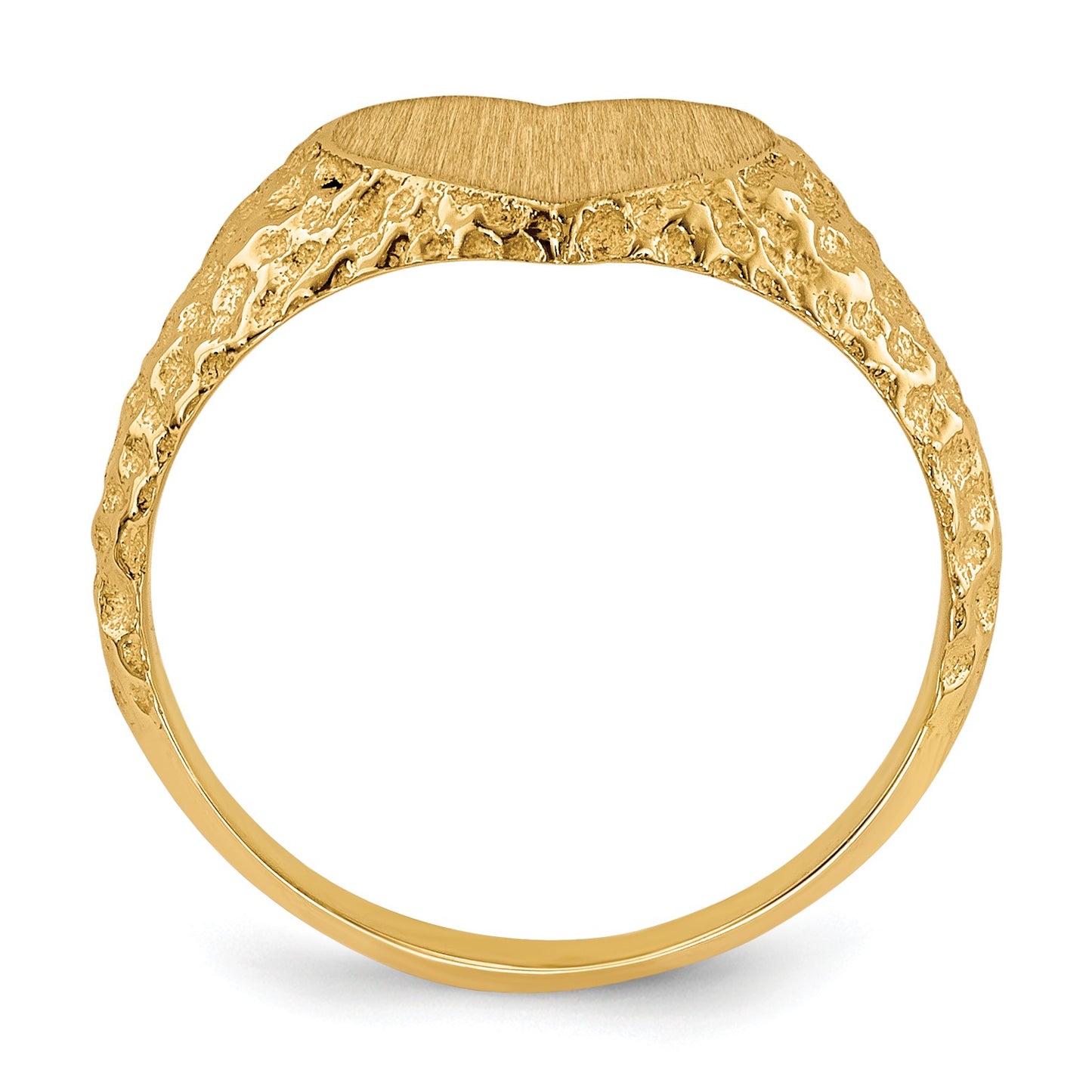 14k 8.0x7.5mm Open Back Heart Signet Ring