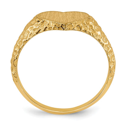 14k 8.0x7.5mm Open Back Heart Signet Ring