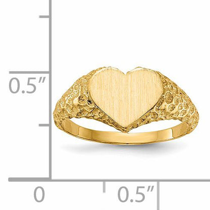 14k 8.0x7.5mm Open Back Heart Signet Ring