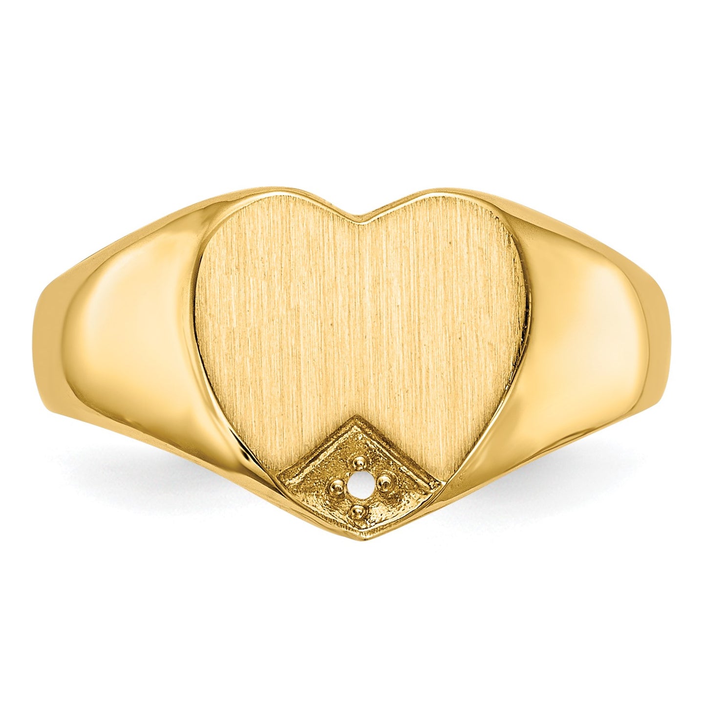 14k Holds 1-1.0mm Diamond 9.0x9.0mm Closed Back Heart Signet Ring Mounting