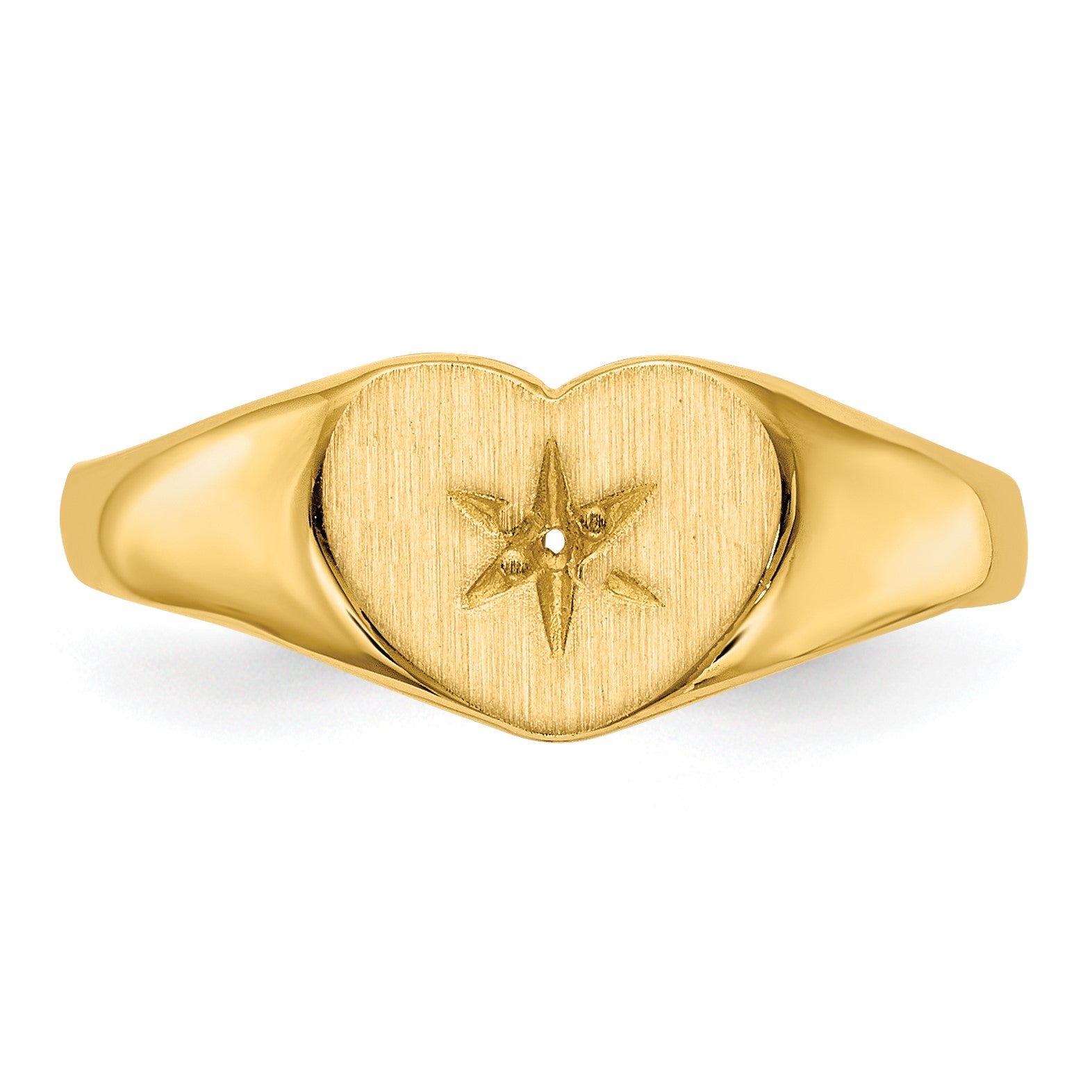 14kHolds 1-1.3mm Diamond 10.0x7.0mm Open Back Heart Signet Ring Mounting