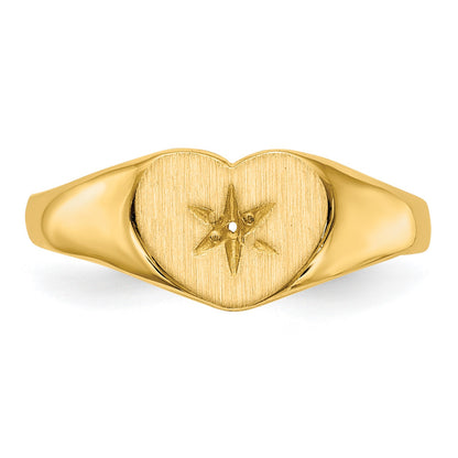 14kHolds 1-1.3mm Diamond 10.0x7.0mm Open Back Heart Signet Ring Mounting