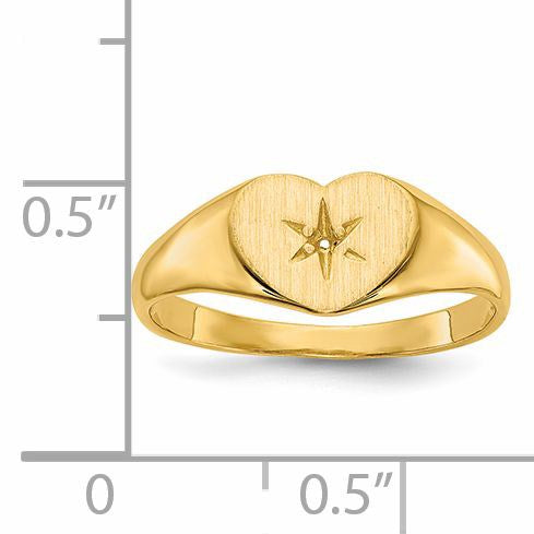 14kHolds 1-1.3mm Diamond 10.0x7.0mm Open Back Heart Signet Ring Mounting