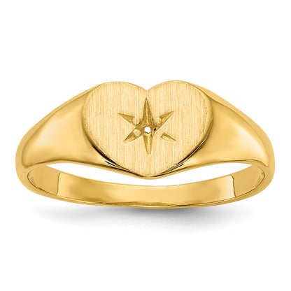 14kHolds 1-1.3mm Diamond 10.0x7.0mm Open Back Heart Signet Ring Mounting