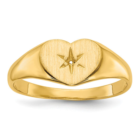 14kHolds 1-1.3mm Diamond 10.0x7.0mm Open Back Heart Signet Ring Mounting