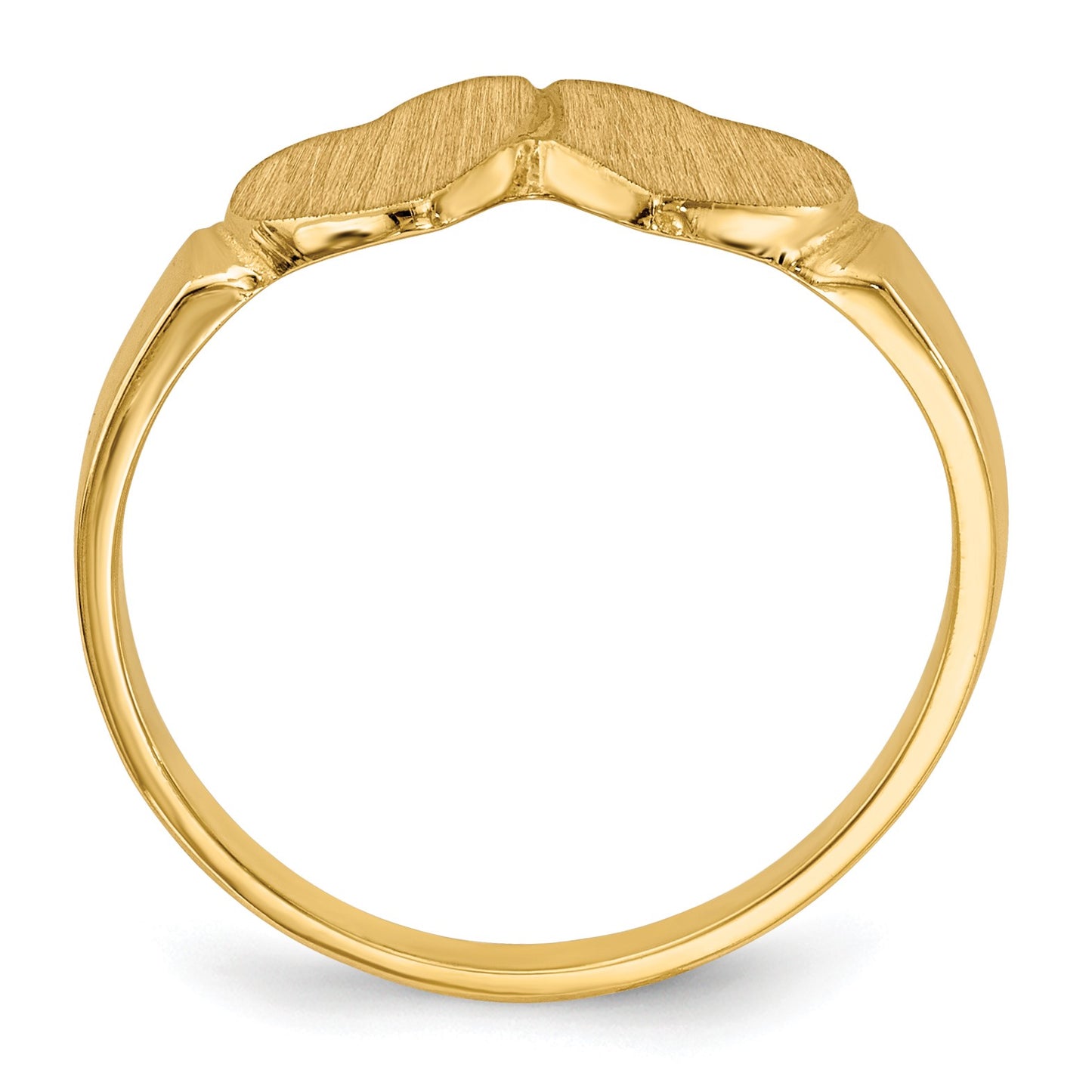 14k 7.0x7.0mm Closed Back Double Heart Signet Ring