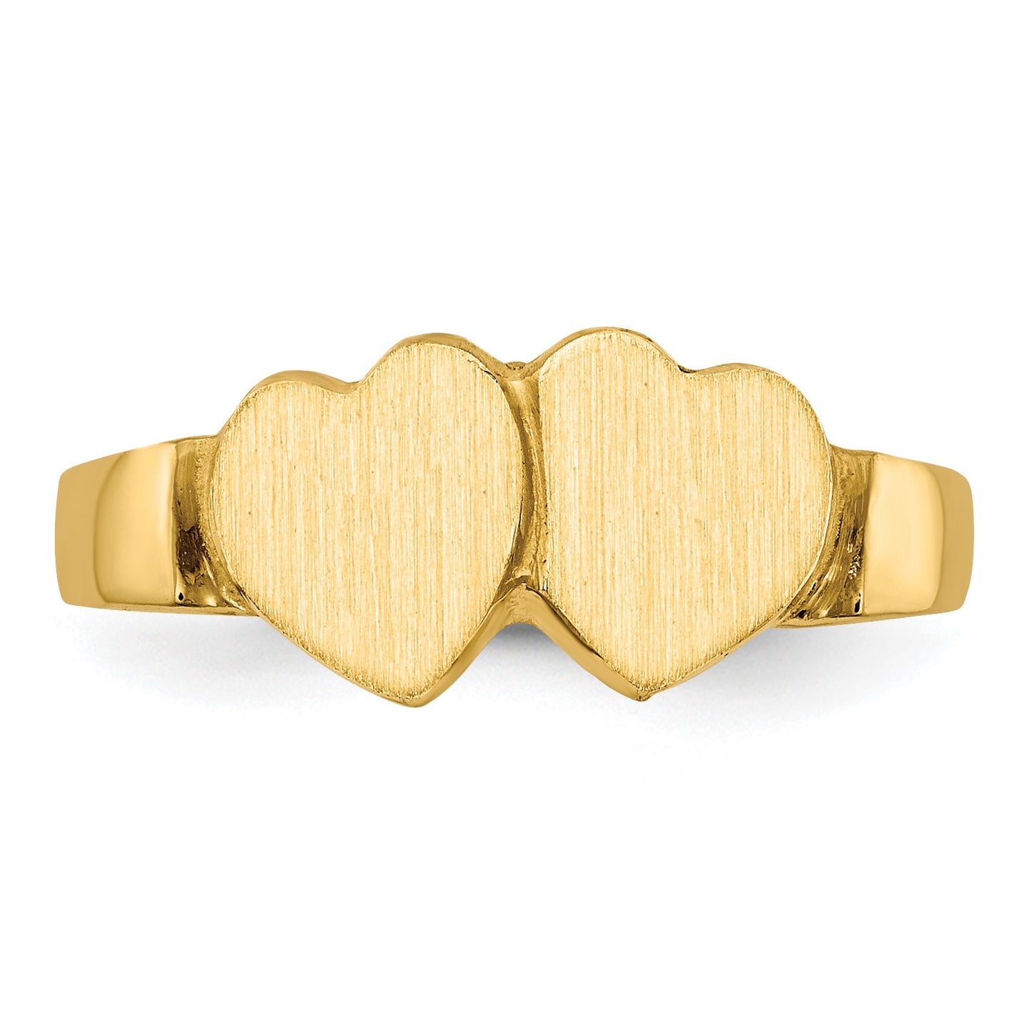 14k 7.0x7.0mm Closed Back Double Heart Signet Ring