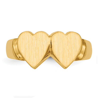 14k 8.0x8.0mm Closed Back Double Heart Signet Ring