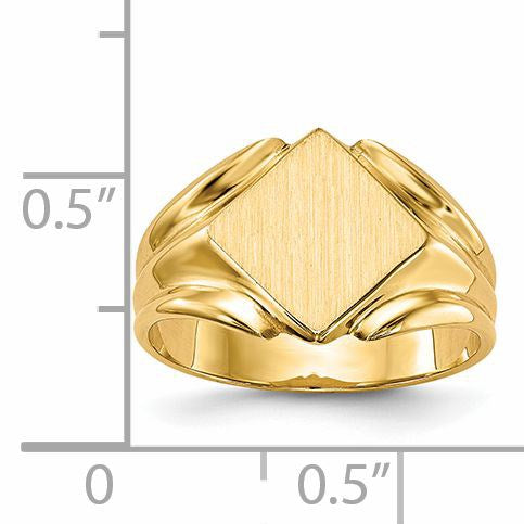 14k 11.5x11.5mm Square Closed Back Signet Ring