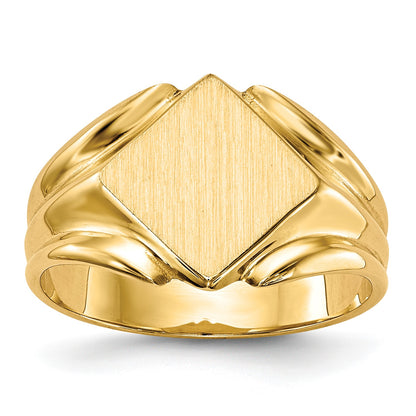 14k 11.5x11.5mm Square Closed Back Signet Ring