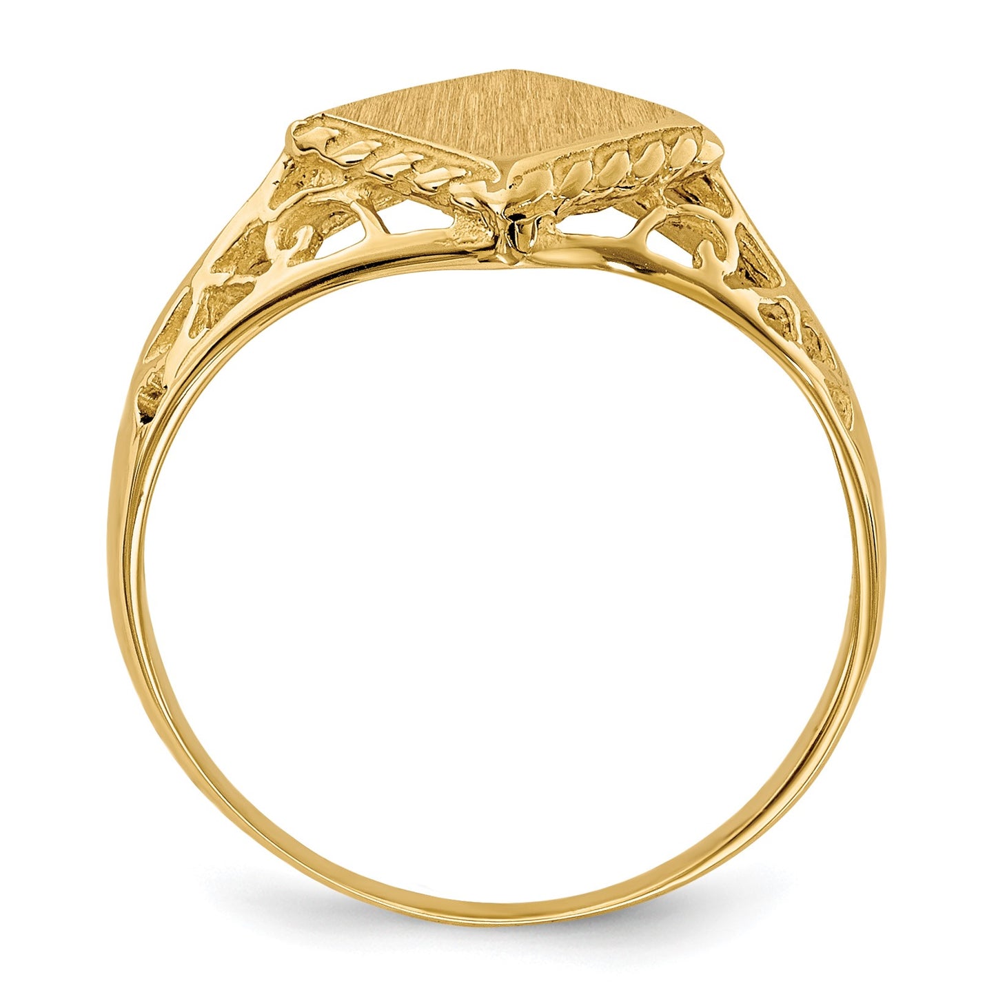 14k 8.5x8.0mm Square Open Back Signet Ring