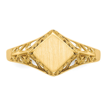 14k 8.5x8.0mm Square Open Back Signet Ring