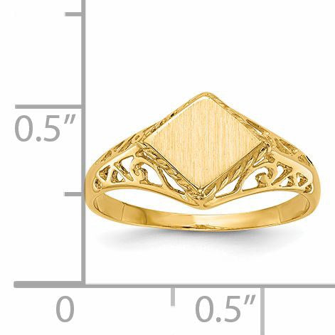 14k 8.5x8.0mm Square Open Back Signet Ring