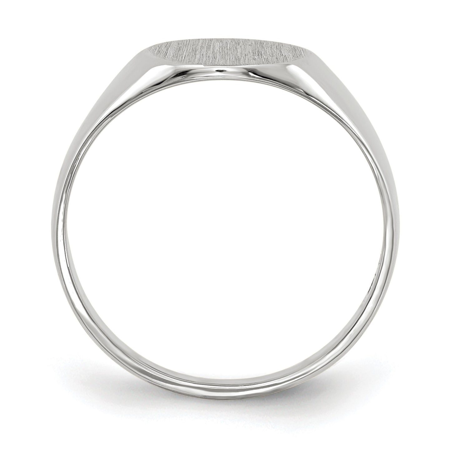 14k White Gold 9.0x9.0mm Round Closed Back Signet Ring