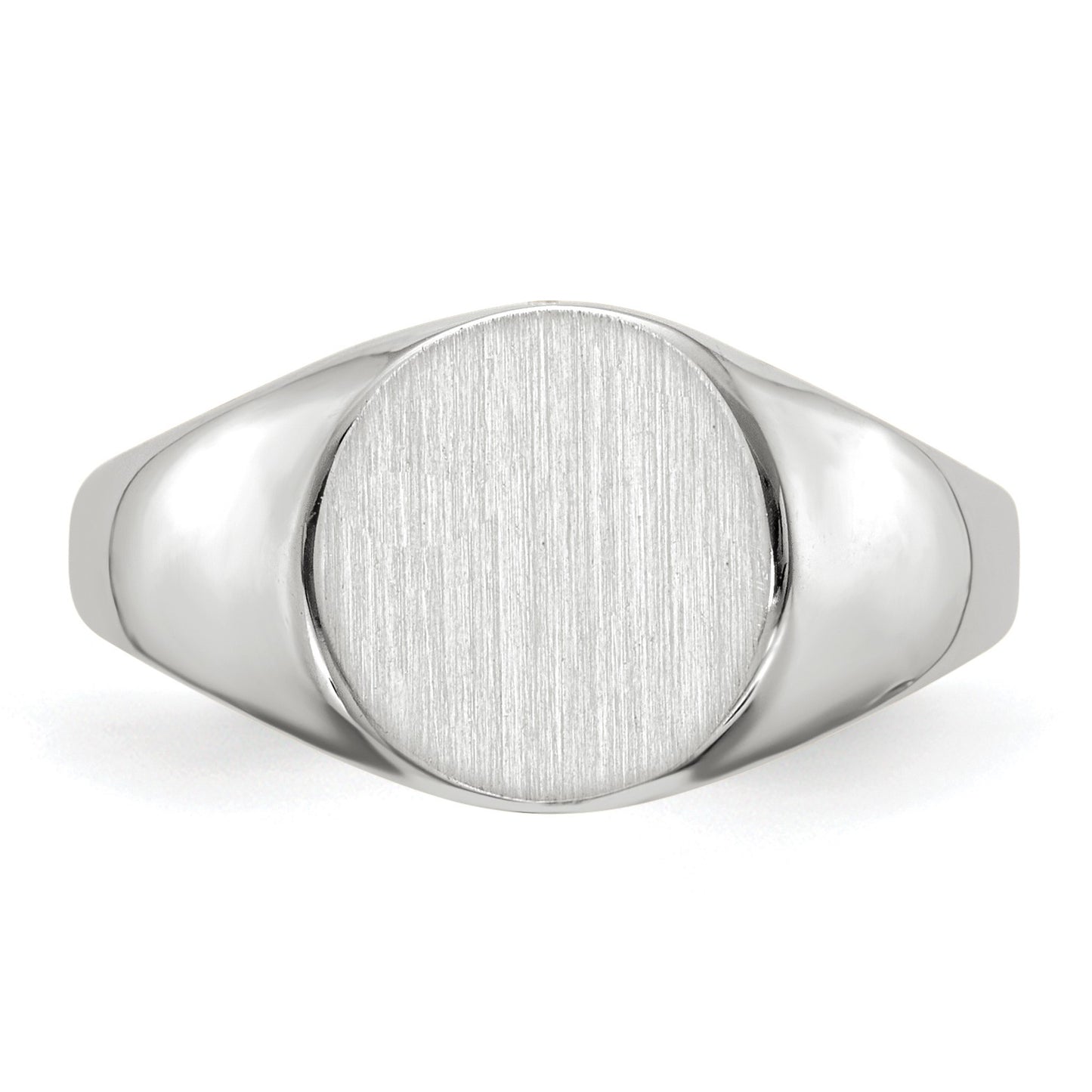 14k White Gold 9.0x9.0mm Round Closed Back Signet Ring