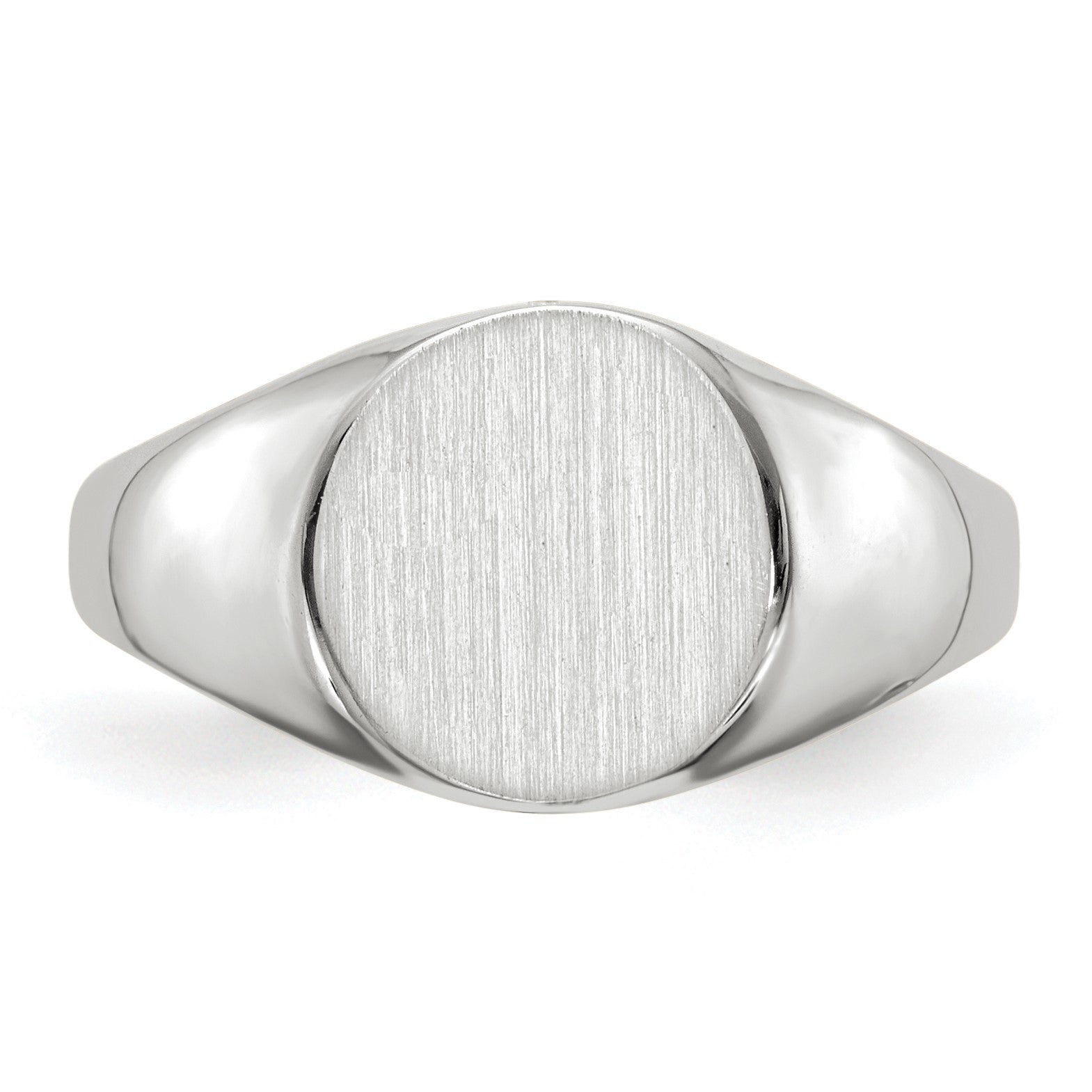 14k White Gold 9.0x9.0mm Round Closed Back Signet Ring