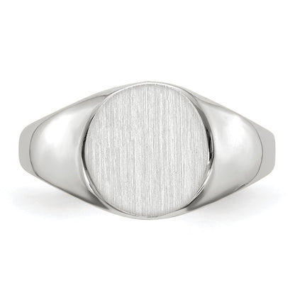 14k White Gold 9.0x9.0mm Round Closed Back Signet Ring