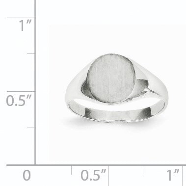 14k White Gold 9.0x9.0mm Round Closed Back Signet Ring