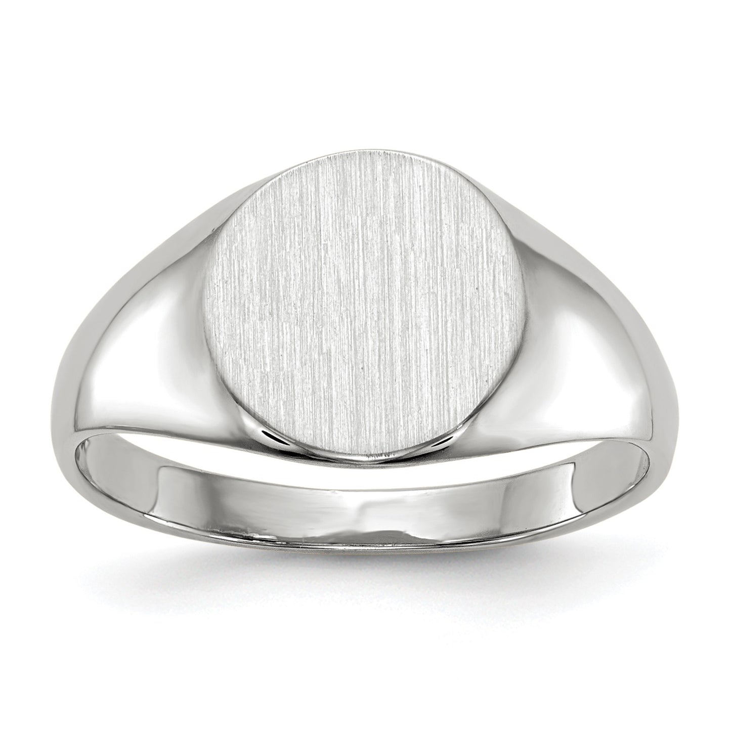 14k White Gold 9.0x9.0mm Round Closed Back Signet Ring
