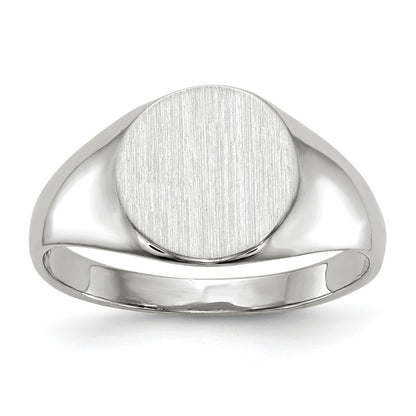 14k White Gold 9.0x9.0mm Round Closed Back Signet Ring