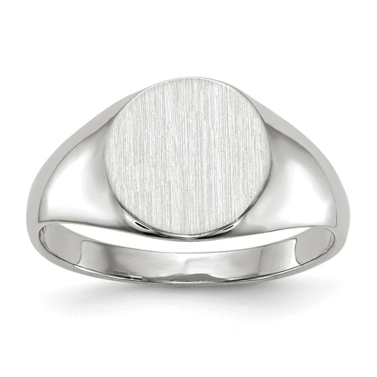 14k White Gold 9.0x9.0mm Round Closed Back Signet Ring