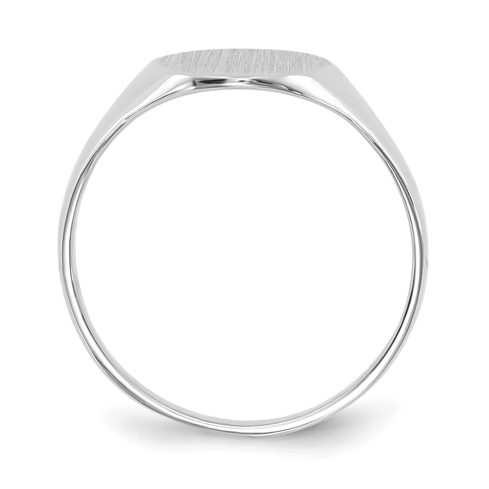 14k White Gold 9.0x10.0mm Oval Closed Back Signet Ring