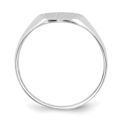 14k White Gold 9.0x10.0mm Oval Closed Back Signet Ring