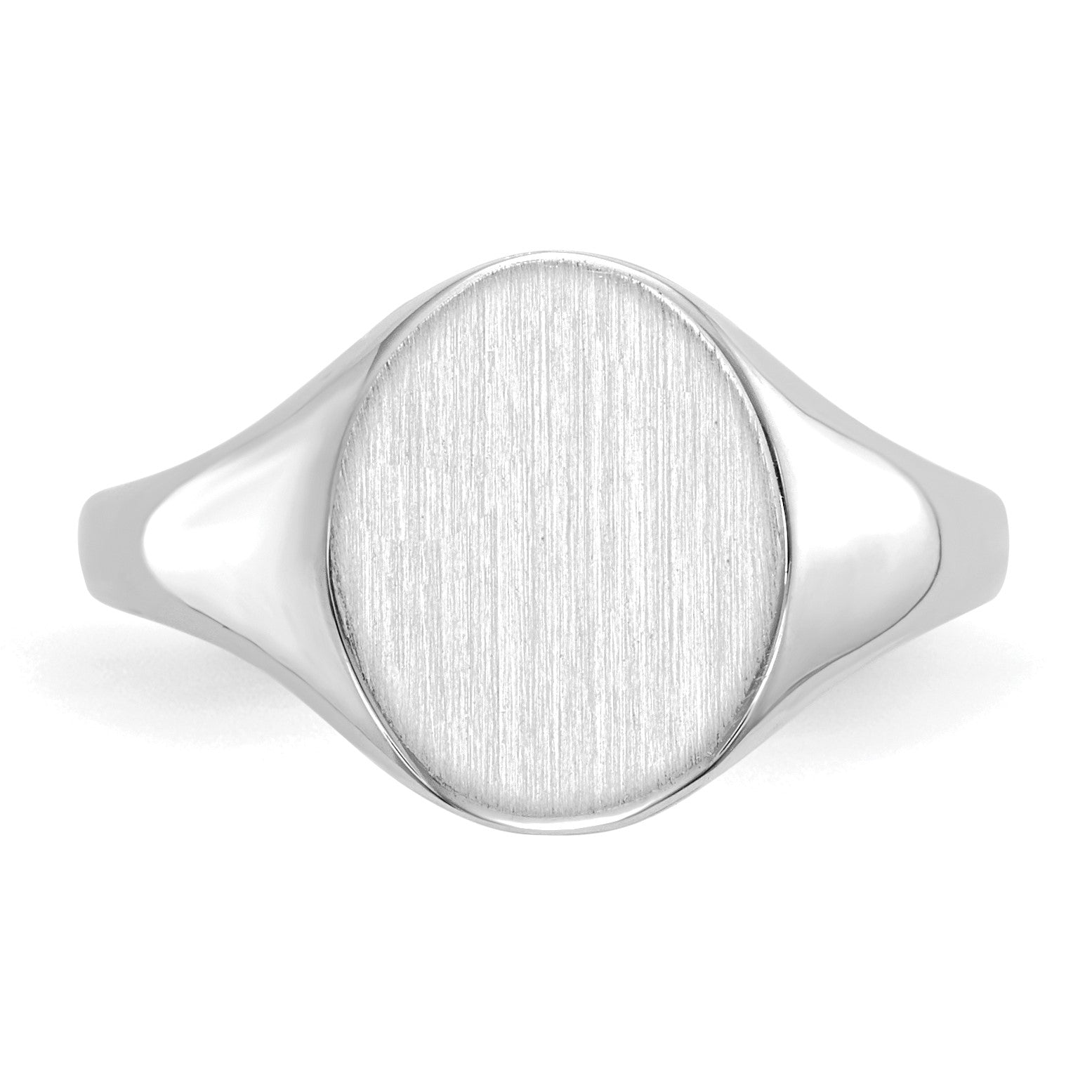 14k White Gold 9.0x10.0mm Oval Closed Back Signet Ring