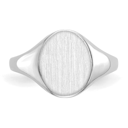 14k White Gold 9.0x10.0mm Oval Closed Back Signet Ring